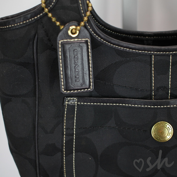 Coach Medium Black Canvas Ergo Signature Tote Bag - Picture 3 of 7